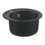 Кухонная мойка Grohe K-series D=510 мм, врезная в столешницу, Granite Black (31656AP0) - Фото 1