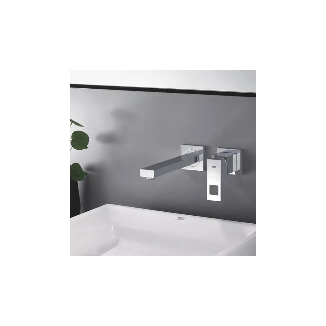 Смеситель для умывальника Grohe Eurocube, монтаж со стены, внешняя часть, графит темный матовый (19895AL0) - Фото 2