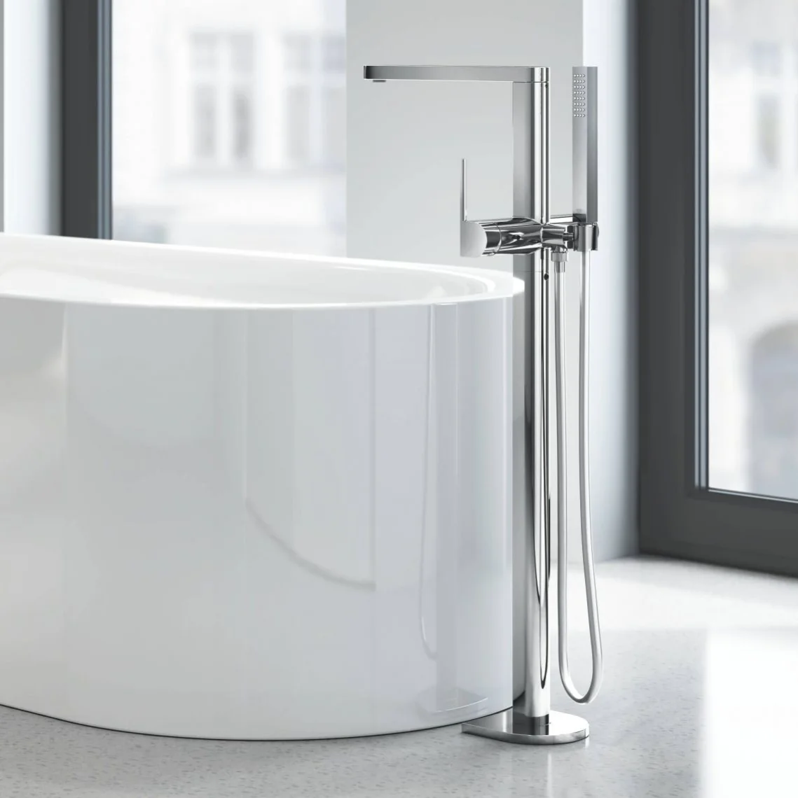 Смеситель для ванны напольный Grohe Plus, хром (23846003) - Фото 2