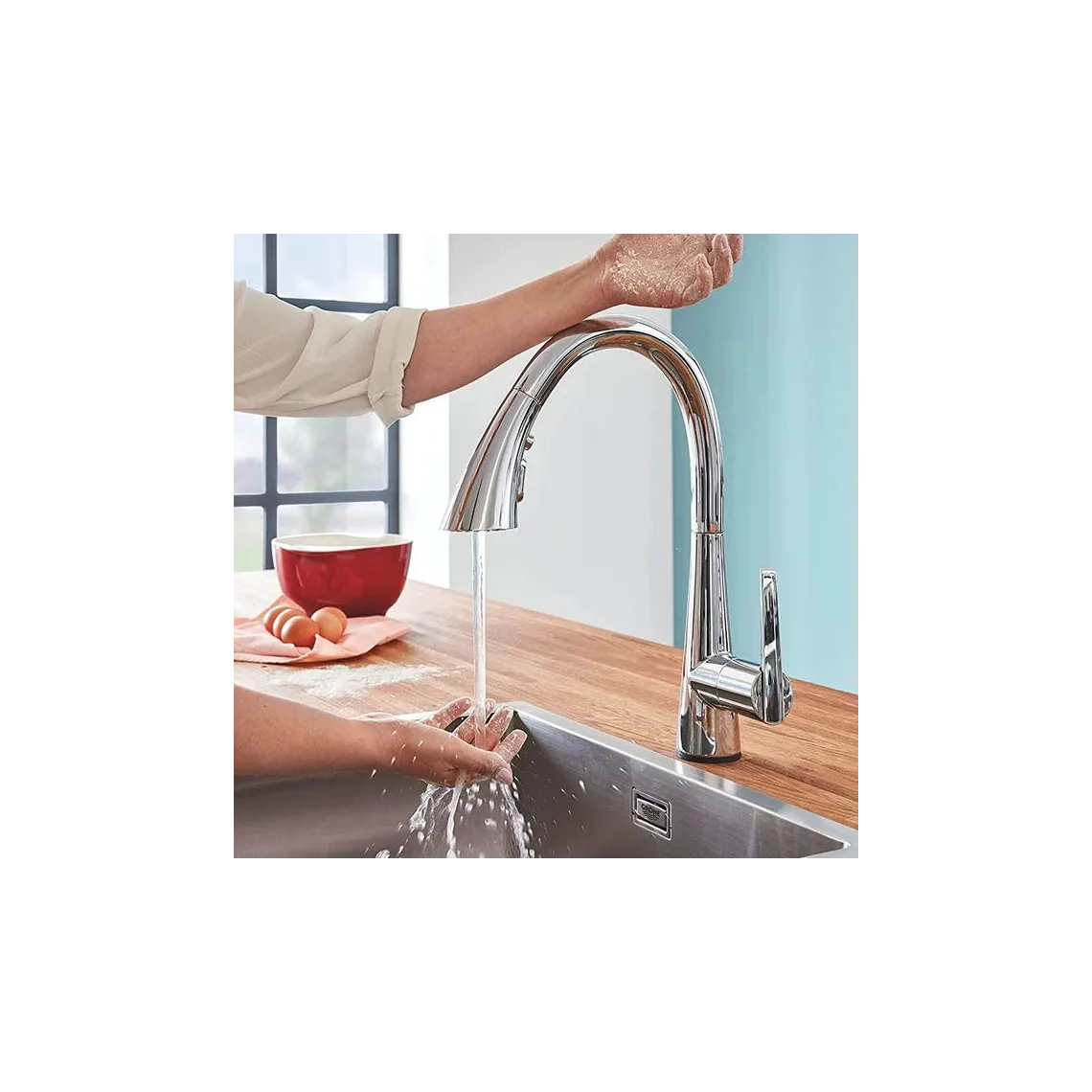Змішувач для кухні Grohe Zedra Touch сенсорний одноважільний, хром (30219002) - Фото 2