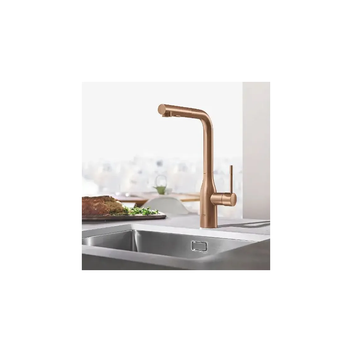 Смеситель для кухни Grohe Essence однорычажный L-излив, теплый закат матовый (30270DL0) - Фото 2