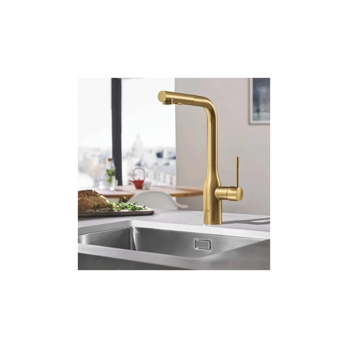 Смеситель для кухни Grohe Essence New с выдвижным изливом, Cool Sunrise (30270GL0) - Фото 2
