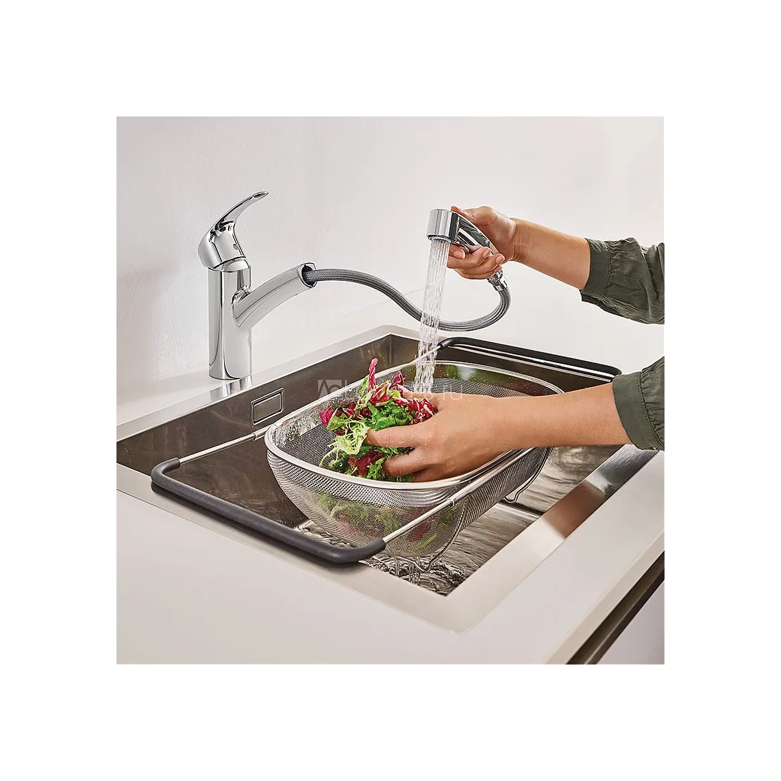 Смеситель для кухни Grohe Eurosmart New однорычажный, выдвижная лейка, суперсталь (30305DC1) - Фото 3