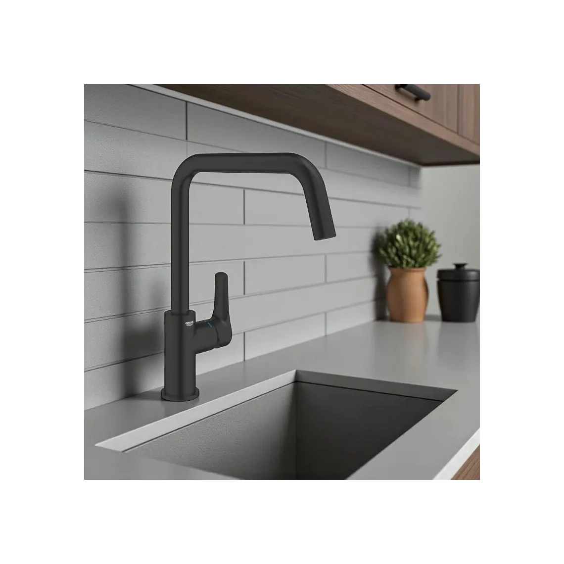 Смеситель для кухни Grohe Eurosmart однорычажный 1/2, черный матовый (305672430) - Фото 2