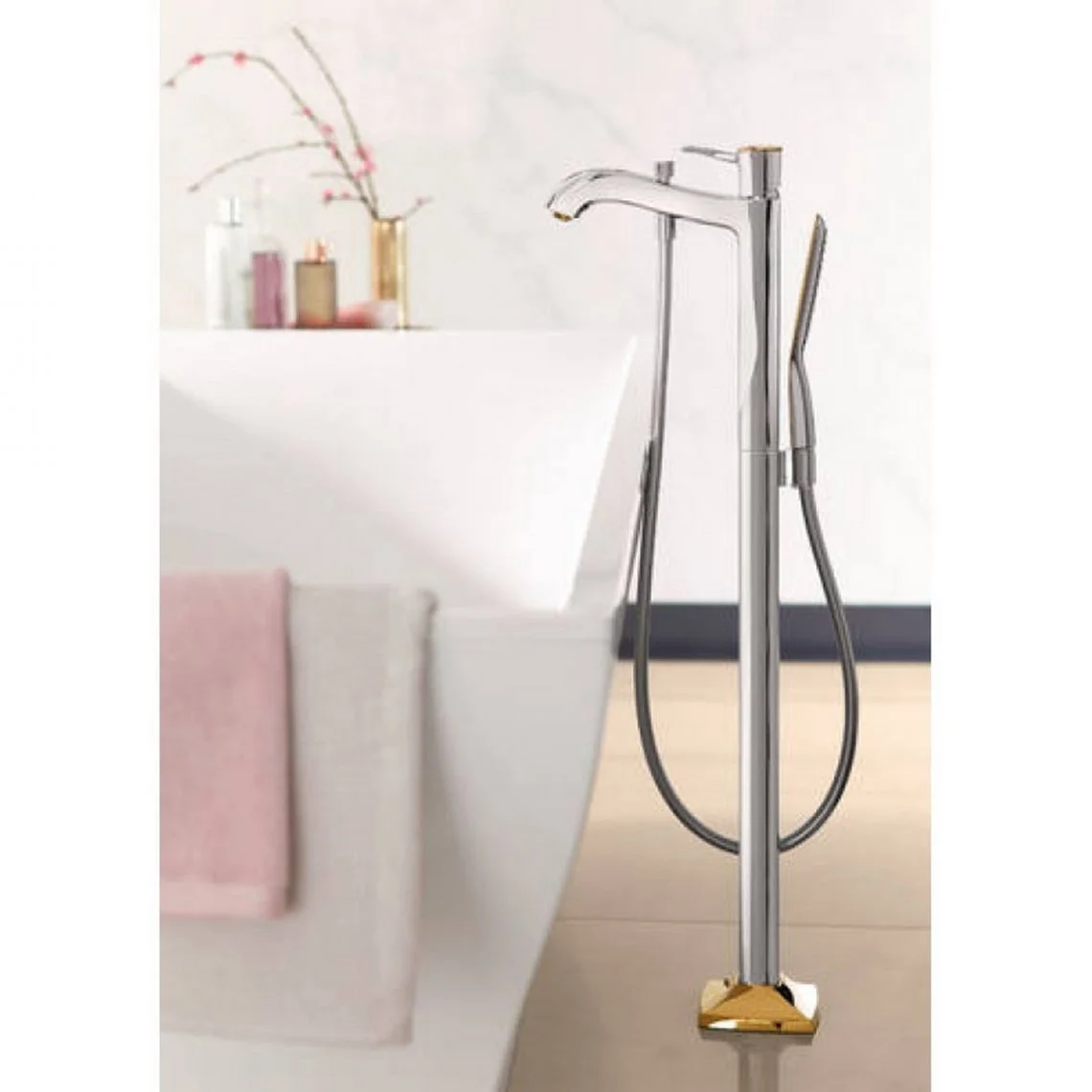 Смеситель для ванны напольный Hansgrohe Metropol Classic, Chrome/Gold Optic (31445090) - Фото 2