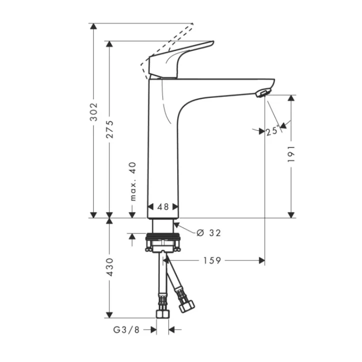 Змішувач для умивальника Hansgrohe Focus 190, хром (31518000) - Фото 2