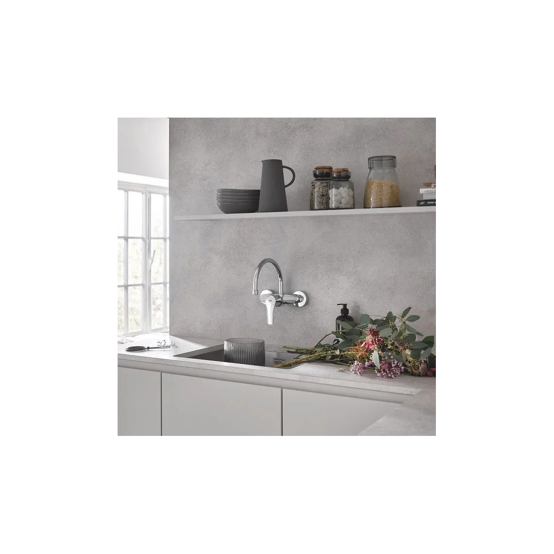 Змішувач для кухні Grohe Eurosmart одноважільний, настінний на 2 отвори, хром (32482003) - Фото 2