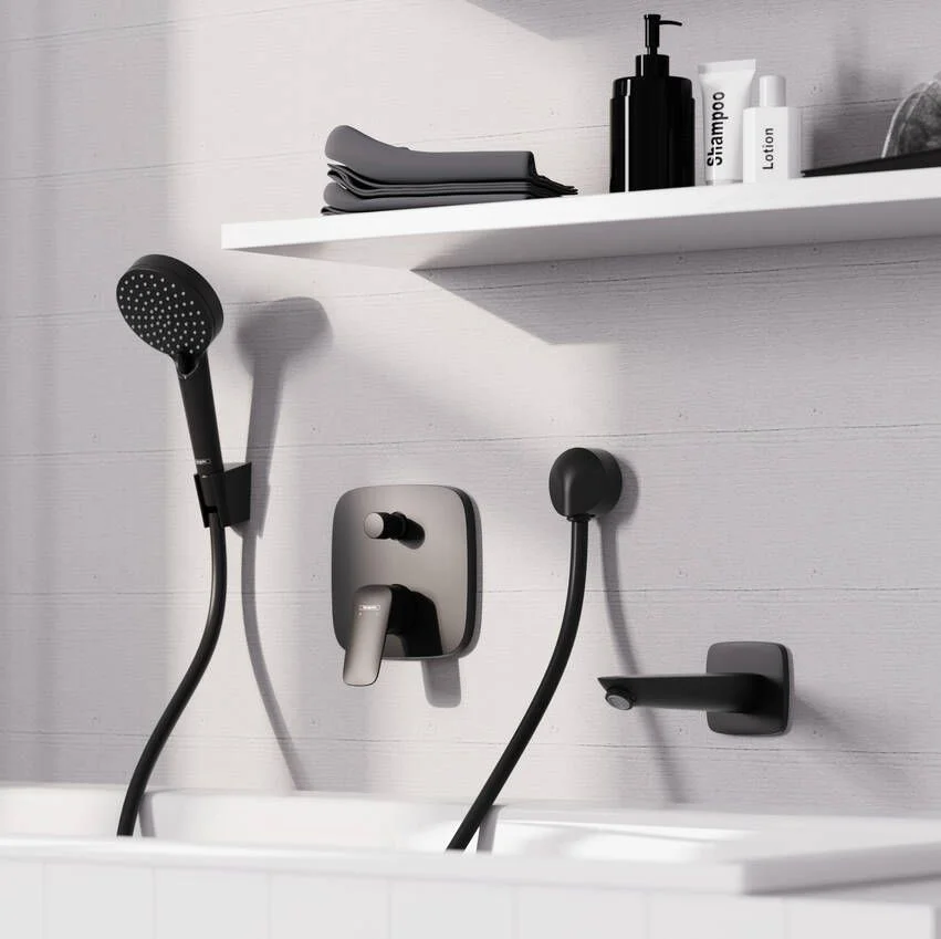 Смеситель Hansgrohe Logis скрытого монтажа ванна/душ, верхняя часть, Matt Black (71405670) - Фото 2