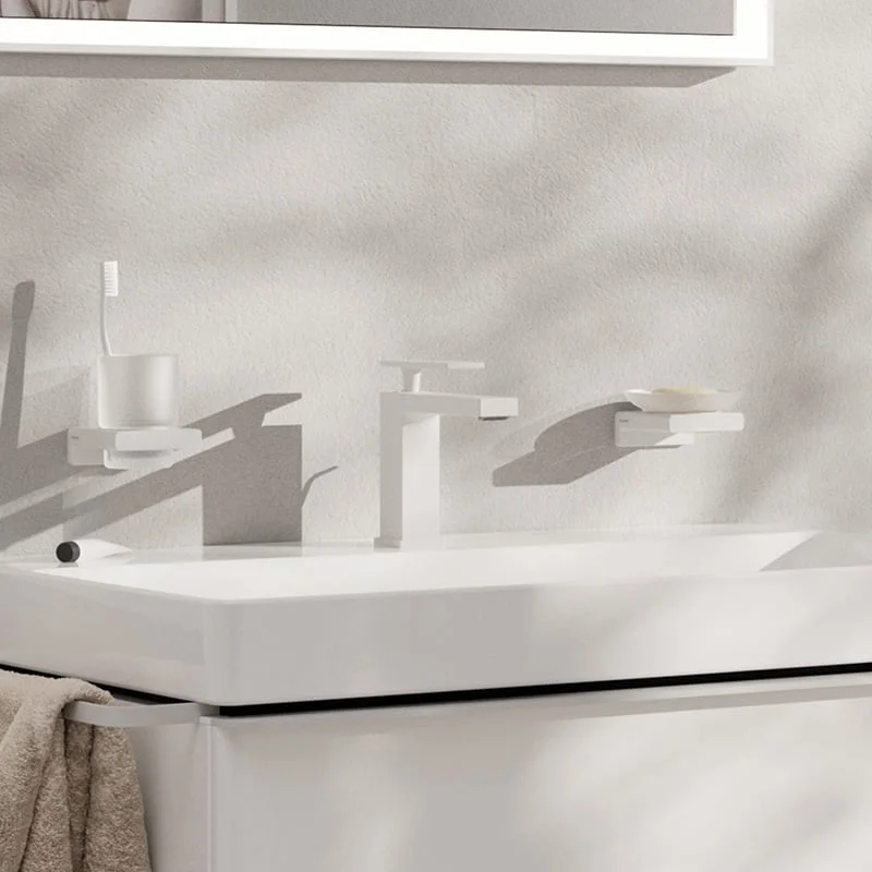 Смеситель для умывальника Hansgrohe Tecturis E 80 CoolStart, Matt White (73002700) - Фото 2