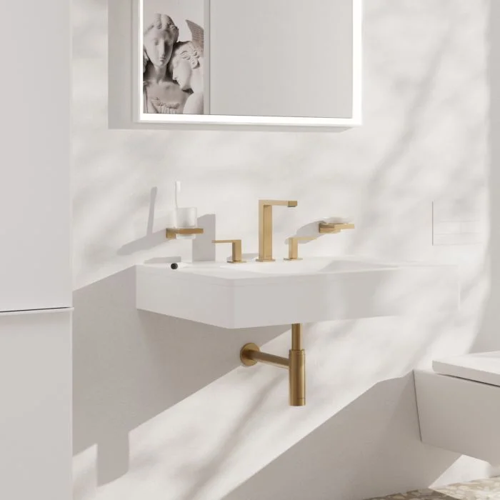 Смеситель для умывальника Hansgrohe Tecturis E на 3 отверстия, Brushed Bronze (73030140) - Фото 2