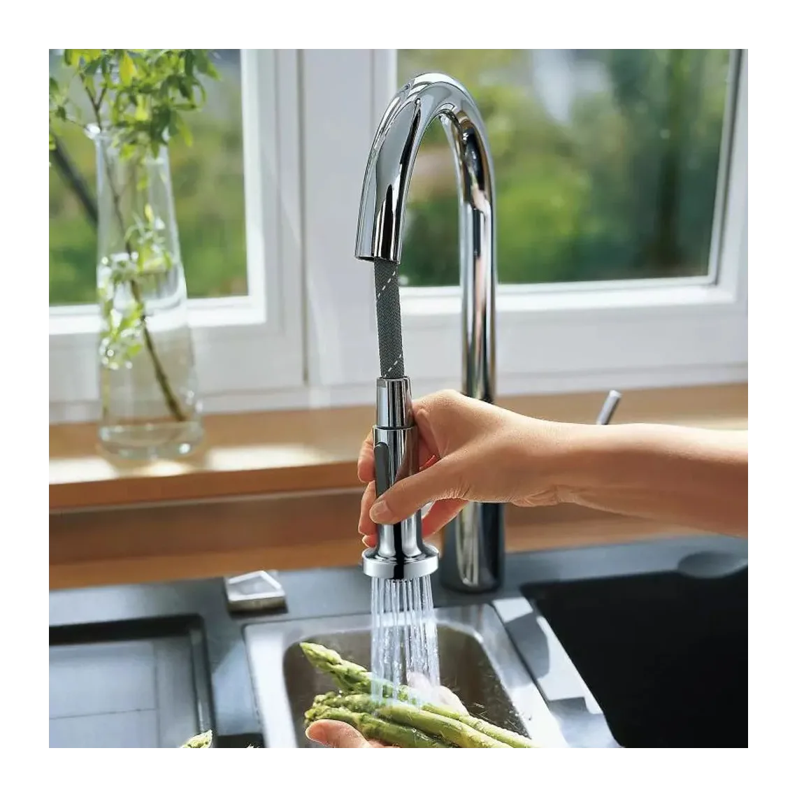 Змішувач для кухні Hansgrohe Talis M52 220 2jet з витяжним зливом Sbox, хром (73863000) - Фото 3