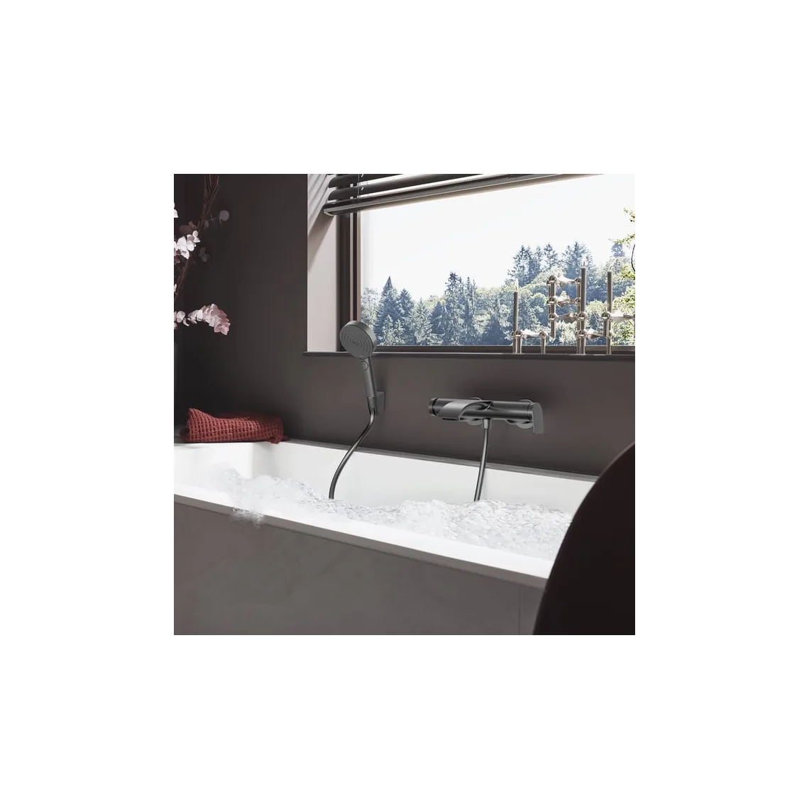 Змішувач для ванни Hansgrohe Vivenis настінний, Brushed Black Chrome (75420340) - Фото 2