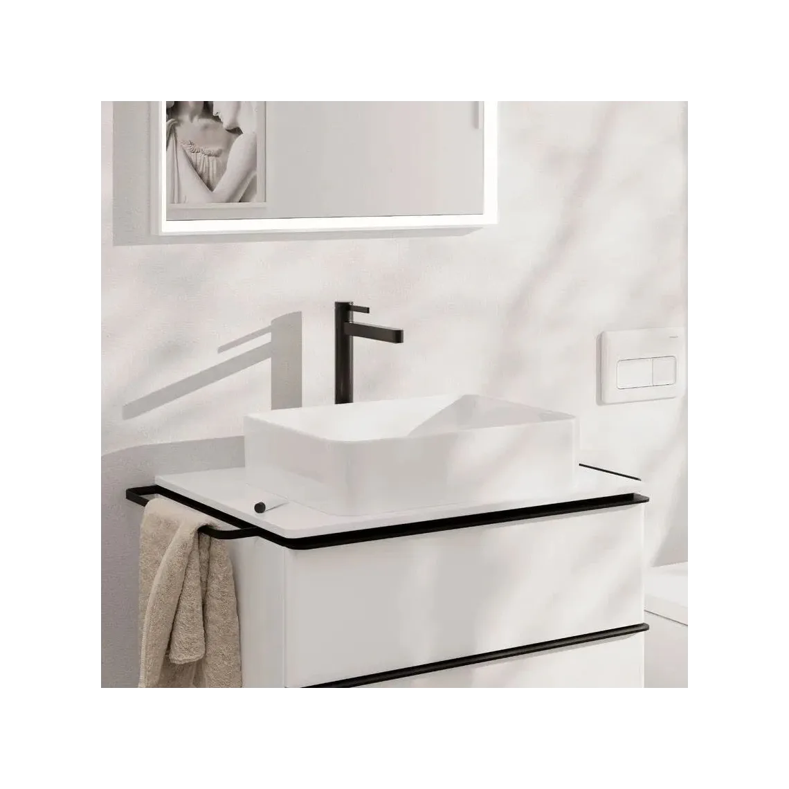 Змішувач для умивальника Hansgrohe Finoris 260 CoolStart з д/к push-open, Brushed Black Chrome (76072340) - Фото 2