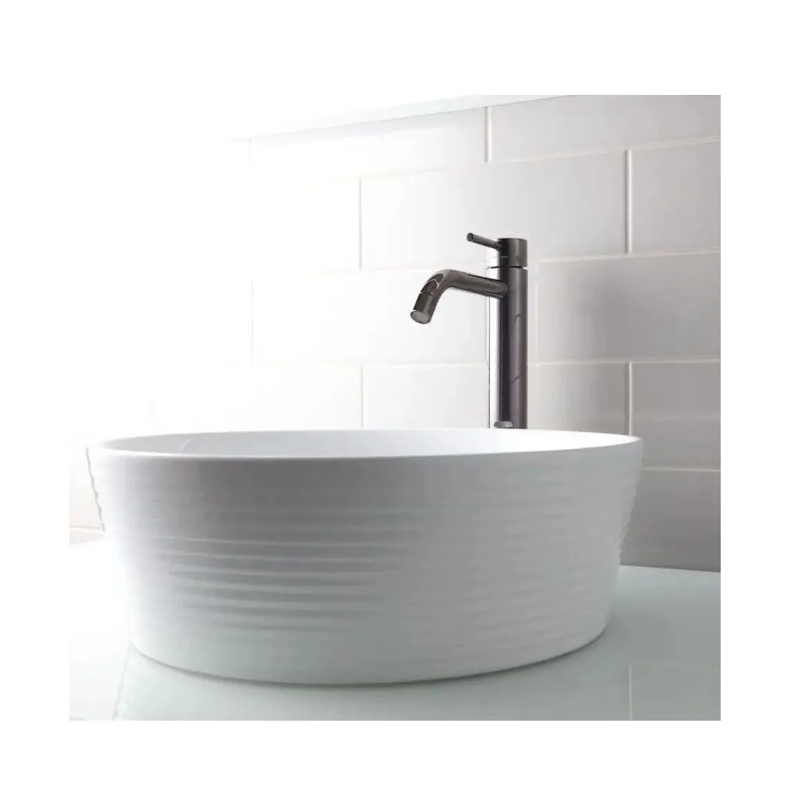 Смеситель для умывальника Paffoni Light, высокий, с донным клапанлм Clic-Clac, Mercury Grey (LIG081KMG) - Фото 2