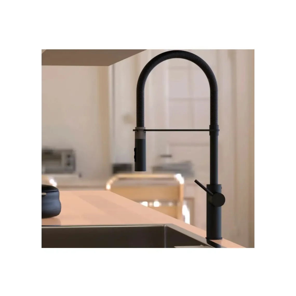 Змішувач для кухні Paffoni Light, Brushed black chrome + matt black spring (LIG179NKNSPNO) - Фото 2