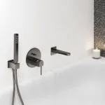 Змішувач для ванни/душу Grohe Plus, перемикач на 2 положення, зовнішня частина, Brushed Hard Graphite (24060AL3) - Фото 3