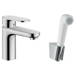 Смеситель для умывальника Hansgrohe Vernis Blend 100V с гигиенической лейкой, хром (71215000) - Фото 1