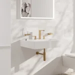 Смеситель для умывальника Hansgrohe Tecturis E на 3 отверстия, Brushed Bronze (73030140) - Фото 2