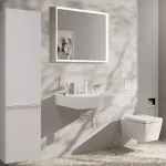 Смеситель для умывальника Hansgrohe Tecturis E EcoSmart+ Push-Open, на 3 отверстия, Matt White (73030700) - Фото 2