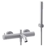 Смеситель для ванны/душа Paffoni Inox Tech, с ручным душем и гибким шлангом, Steel (INOX026AC) - Фото 1