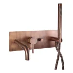 Смеситель для ванны/душа Paffoni Light, 2 потребителя, нажимной переключатель, Brushed Copper PVD (LIG001RASP) - Фото 1