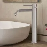 Смеситель для умывальника Paffoni Light, высокий, с донным клапанлм Clic-Clac, Steel looking (LIG081KST) - Фото 2