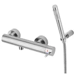 Смеситель для душа Paffoni Light, с ручным душем и гибким шлангом, Steel looking (LIG168DST) - Фото 1