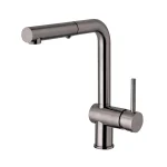 Смеситель для кухни Paffoni Light, с выдвижным изливом, Brushed Black Chrome (LIG285NKNSP-MET) - Фото 1