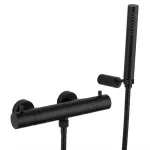 Термостат для душу Paffoni Light, ECOSTOP, з ручним душем та гнучким шлангом, Matt black (LIQ168EDNO) - Фото 1