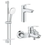 Комплект смесителей для ванной Grohe Eurosmart 3в1, без донного клапана, хром (Ua123246M3) - Фото 1