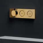 Смеситель-термостат Zucchetti Hoop, на 2 выхода, внешняя часть, Gold (ZHO782.C40) - Фото 2