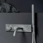 Смеситель-термостат Zucchetti Hoop, с изливом и ручной лейкой, Brushed nickel (ZHO786.C3) - Фото 2
