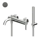 Смеситель для ванны с душевым комплектом Zucchetti Isy22, Brushed metal black (ZIS139.C51) - Фото 1