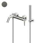 Смеситель для ванны Zucchetti Medameda, с душевым комплектом, Brushed metal black (ZMM521.C51) - Фото 1