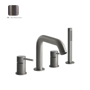 Змішувач для ванни Gessi 316 на 4 отвори з перемикачем, Black Metal Brushed PVD (54037-707)