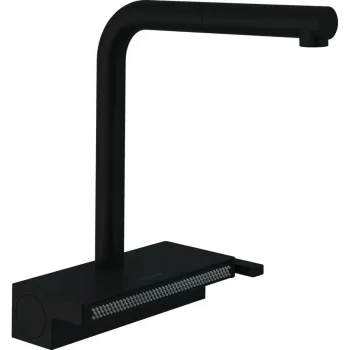 Смеситель кухонный Hansgrohe Aguno Select 250 2jet с вытяжным изливом Sbox, черный матовый (73830670)