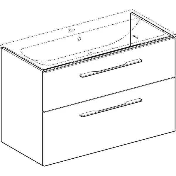 Шкаф для встраиваемого умывальника Geberit Selnova Square slim rim, с двумя ящиками, белый (501.212.00.1) - Фото 2