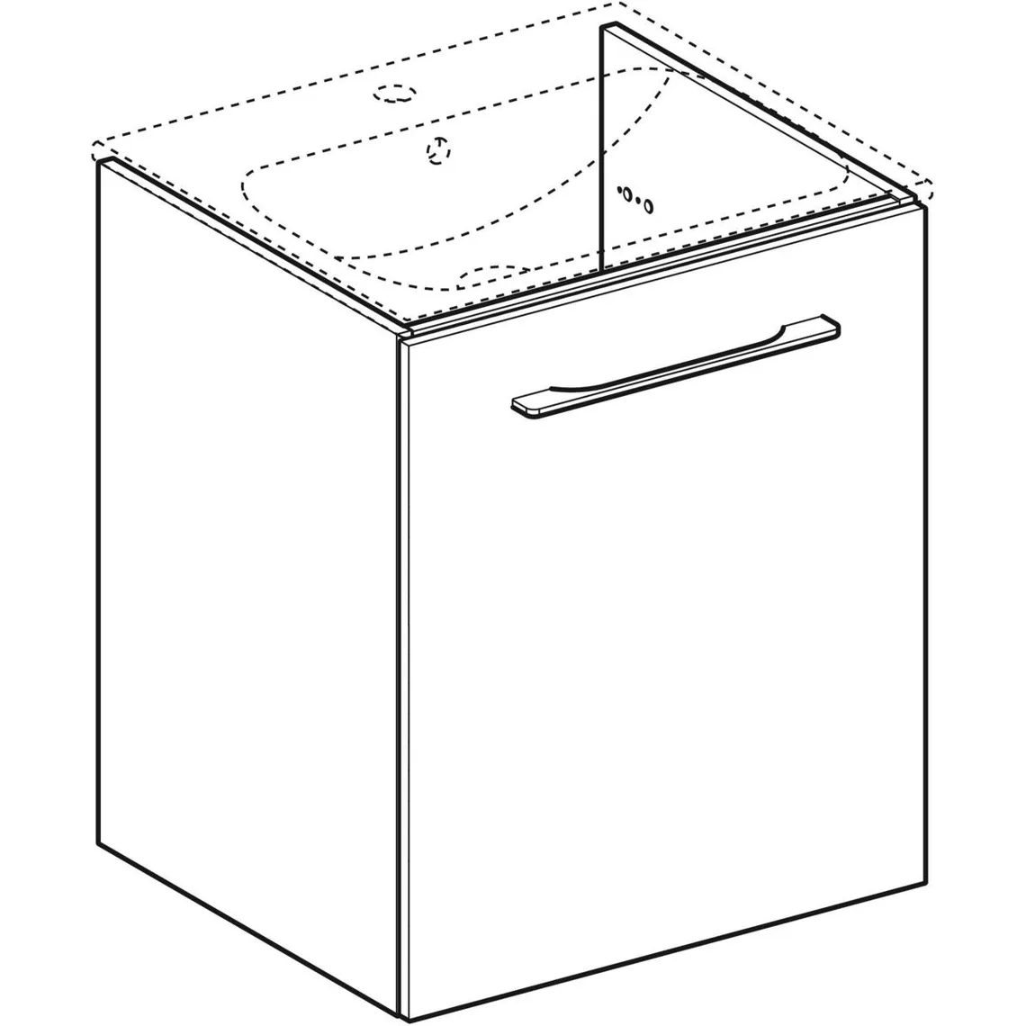 Шафка для вбудованого умивальника Geberit Selnova Square, slim rim, з одними дверима: 53.8x63.5x50.2 см, білий глянець (501.216.00.1) - Фото 2