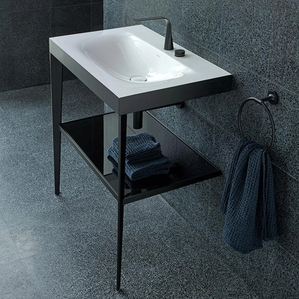 Консоль напольная с умывальником Duravit XViu 60x48, черный матовый (XV4714OB285) - Фото 2