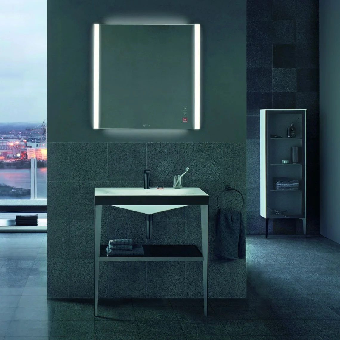 Консоль напольная с умывальником Duravit XViu 60x48, черный матовый (XV4714OB285) - Фото 3