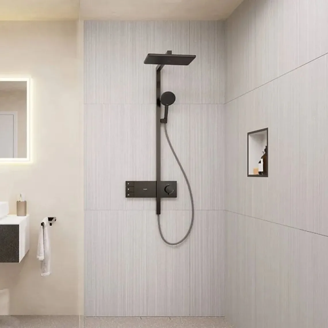 Душова система Hansgrohe Raindance Alive Q 340/210 2jet ShowerSelect Comfort, Brushed Black Chrome (24590340) - Фото 2