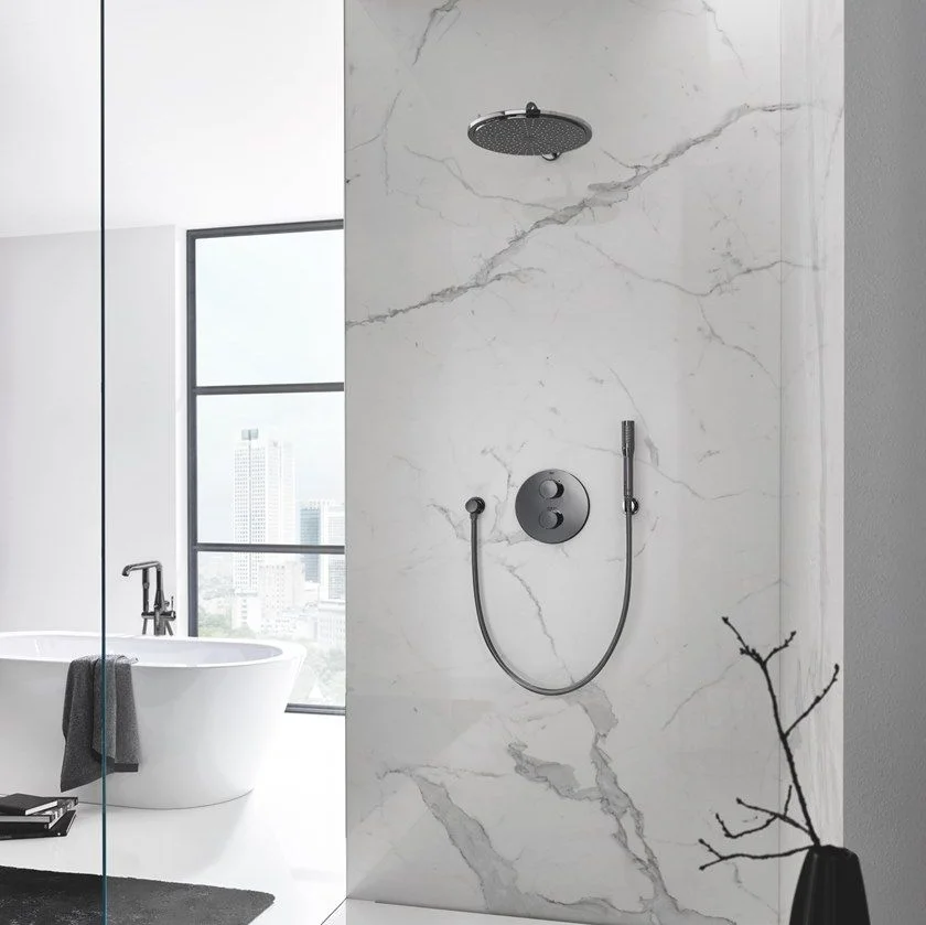 Верхний душ с кронштейном Grohe Rainshower Cosmopolitan 310, графит матовый (26066AL0) - Фото 2