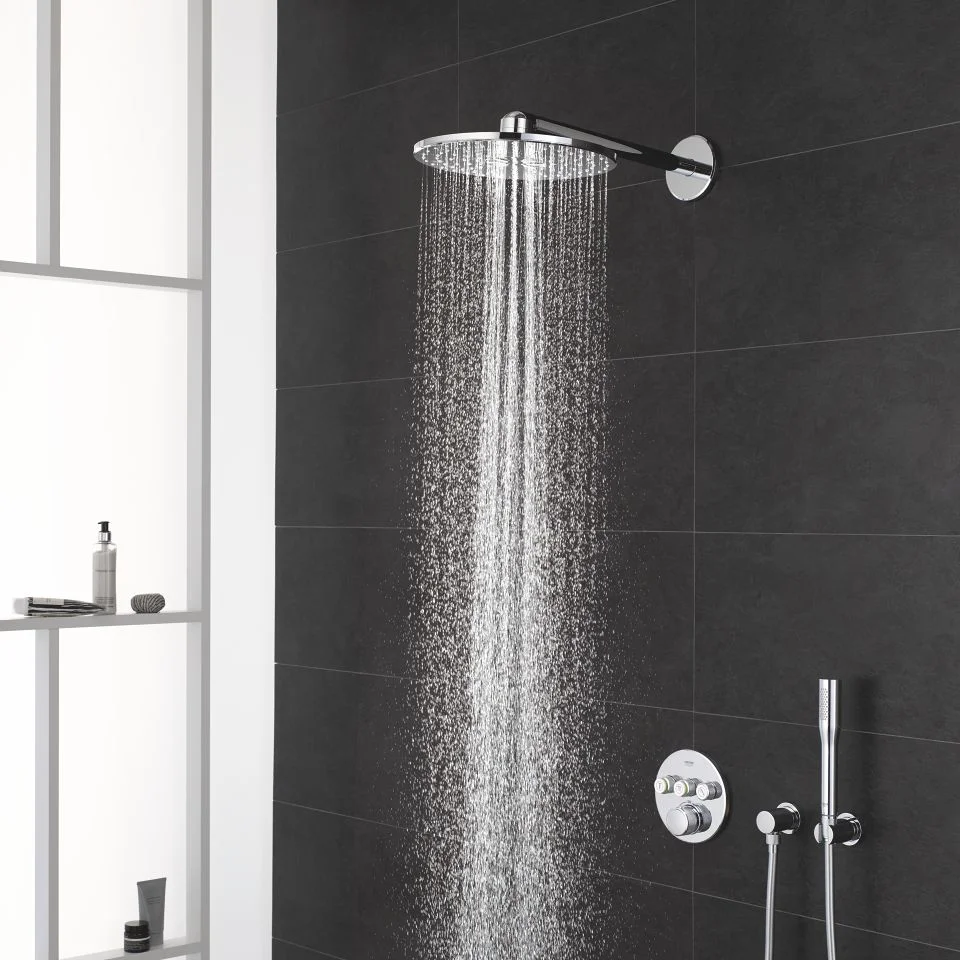 Верхній душ Grohe Rainshower Cosmopolitan 310 із душовим кронштейном 380 мм, суперсталь (26066DC0) - Фото 3