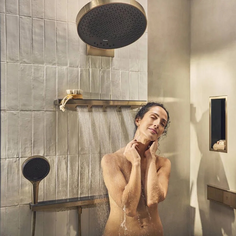 Боковой душ-полочка Hansgrohe Rainfinity 500 1jet, Polished Gold Optic (26243990) - Фото 3