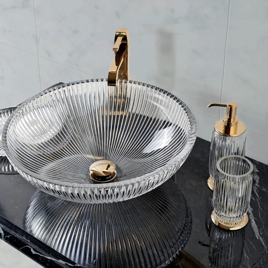 Дозатор жидкого мыла 3SC Elegance Crystal, Polished Gold 24Kt (EL01DA_GD) - Фото 2