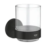 Склянка Grohe Essentials з тримачем, скло/чорний матовий (1022562430) - Фото 1